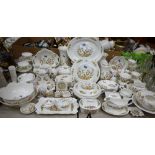 A large quantity of Aynsley Cottage Garden pattern tableware, including tea pot, coffee pot, cups,