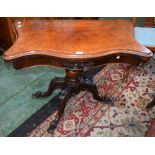 A Victorian mahogany serpentine card table,