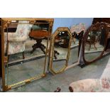 A contemporary 'gilt' framed wall mirror; others, mahogany,