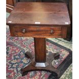 A William IV mahogany work table, rounded rectangular top above a single frieze drawer,