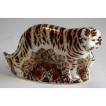 A Royal Crown Derby paperweight, Bengal Tiger, gold stopper,