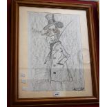 B Longton (late 20th century) Caricature of a Gent signed, charcoal and pastel sketch 44cm x 30.