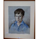 John Limner (contemporary) Portrait of a Boy signed, dated 1975, pastel,