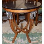 A Louis XV style guéridon/side table, circular marble top,