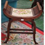 An Edwardian mahogany X-frame stool, 60.