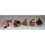 Ceramics - a Royal Crown Derby paperweight, Golden Carp, gold stopper; others, similar,
