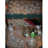 Glassware - cut glass stemware, various; other drinking glasses, decanters and jugs,