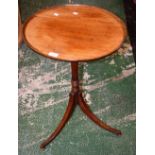 A 19th century mahogany occasional table, dished circular top, reeded and ring turned column,