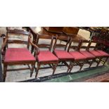 A set of seven 19th century mahogany dining chairs comprising six side chairs and a carver,