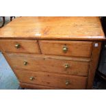 A pine chest of two short over two long drawers, rectangular top, plinth base, 87.