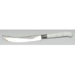 A Chelsea Blanc de Chine teaplant moulded knife handle, contemporary steel blade, 29cm long overall,