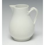 A Worcester sparrow beak jug, in the white, entwined handle, 11cm high, crossed swords mark, c.