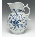 A Worcester Cabbage-Leaf Jug Floral pattern ale jug,