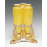 A Derby Crown Porcelain Company triple fluted specimen vase,