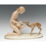 An Art Deco Hutschenreuther porcelain figural group, Gute Freunde, modelled by Carl Werder,