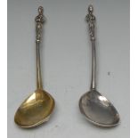 A 17th/early 18th century silver-gilt spoon, figural terminal,