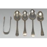A George II silver Hanoverian pattern table spoon, maker's mark only, John Quantock, London c.