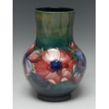 A William Moorcroft Anemone pattern ovoid vase,