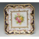 A Copeland jeweled porcelain square shaped dish,