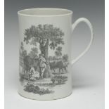 A Worcester Rural Lovers and Milking Scene pattern waisted cylindrical mug,