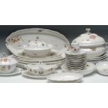 A comprehensive Meissen dinner service, outside painted by Elisabeth Wilke,