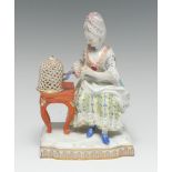 A 19th century Meissen type figure, Touch, modelled after 'Sentiment' by Johann Schenheit,