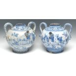 A pair of 19th century Southern European Delft wet apothecary/drug jars,