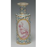 A Chelsea Derby cylindrical vase, painted probably by Richard Askew,