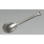 Guild of Handicraft - an Arts and Crafts silvrer spoon, canted rectangular seal top, rat tail bowl,