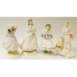 Royal Worcester - four figures including A Posy For Mother; The Village Bride;