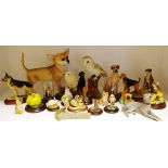 A Sherratt & Simpson model of an Alsatian on a plinth; others including a Boxer & Doberman;