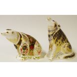 A Royal Crown Derby paperweight, polar bear; another,