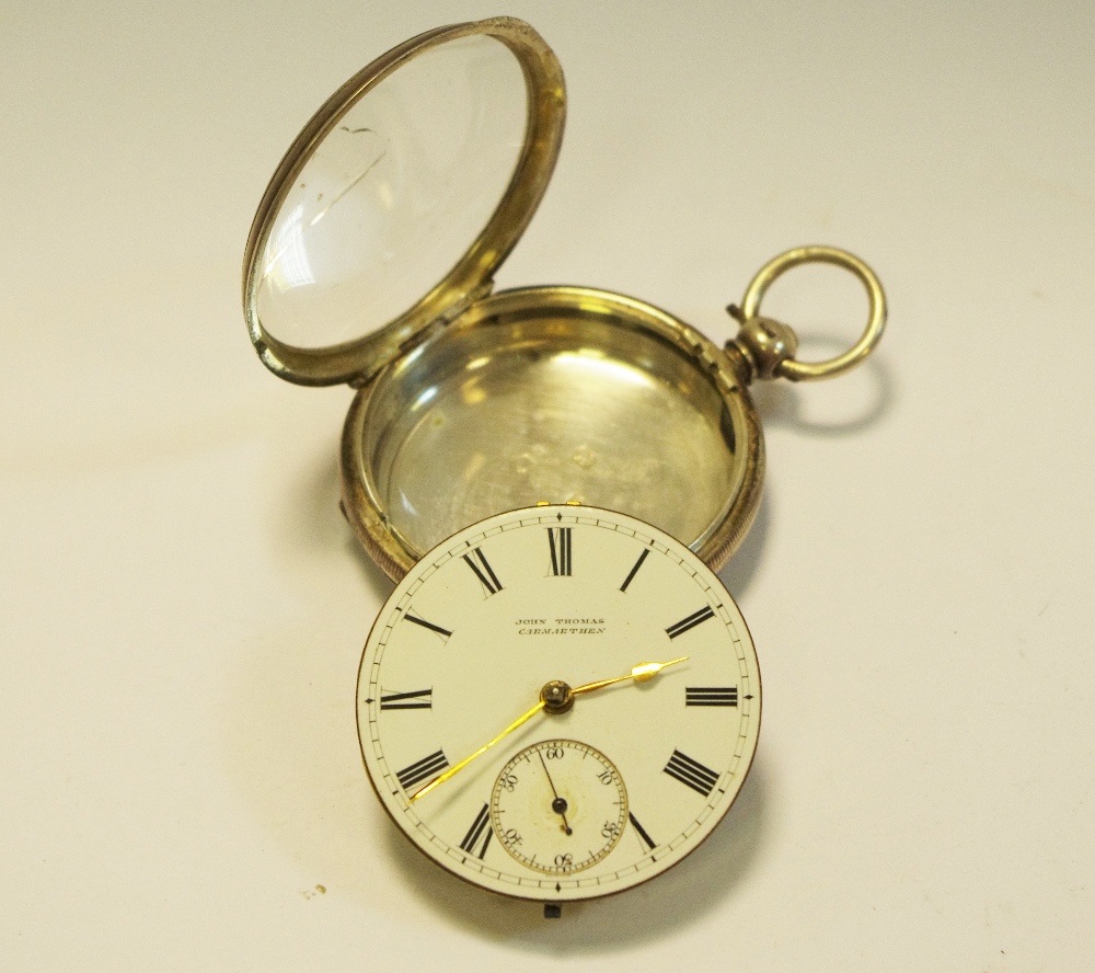 A Victorian silver fusee pocket watch, by John Thomas, Carmarthen, signed to dial and movement,