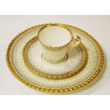 A Chamberlain Worcester teacups, saucer and side plate,