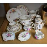 A Royal Crown Derby Royal Antoinette pattern coffee can and saucer, second quality; others, similar,
