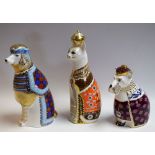 A Royal Crown Derby Royal Cats model, Siamese; a National Dogs model, French Poodle; another,