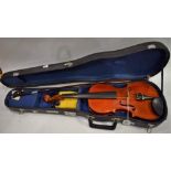 A 20th Century Skylark Brand violin, cased,