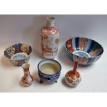 Ceramics - a 19th century Chinese vase, pencilled in red, 25cm high; Japanese Imari,