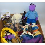 Toys and Juvenalia - a radio controlled tank; various dolls and Teddy bears;