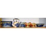 Ceramics - a large reproduction blue and white twin handled foot bath; others, similar, wash bowl,