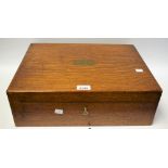 An oak cutlery box, fitted interior, Daniel and Arthur, London,