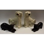A Pair of Bretby kittens with cotton reels;