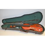 A 20th century violin, 56cm long over button,
