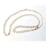 A 9ct gold fancy curb link necklace and bracelet set, 16.