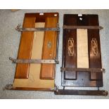 A vintage Watts Empire trouser press, with stretcher; another,