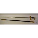 A decorative Spanish sword, the 74cm blade chased and engraved with scrolls and Fabrica de Toledo,