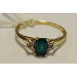 A lady's emerald and diamond ring, 9ct gold shank.