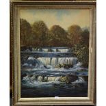 David Short Aysgarth Falls, Wenslydale oil on canvas,