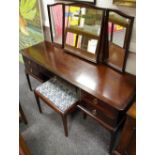 A Stag dresser with triptych mirror and stool