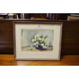 E Charles Simpson Blue Vase signed, watercolour, dated May 1980,